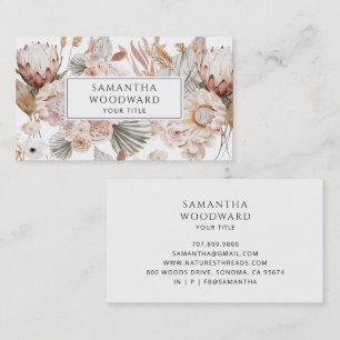 Carte De Visite Crème Rustique Fleur sauvage aquarelle Terracotta