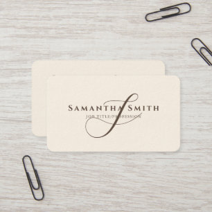 Carte De Visite Crème Signature moderne simple Monogramme Brown