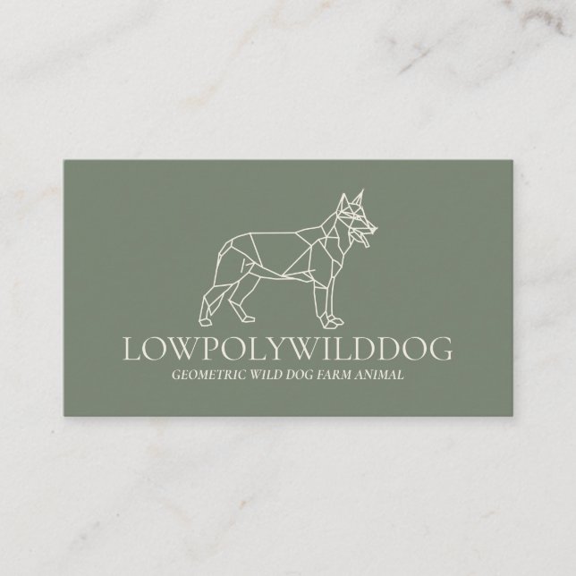 Carte De Visite Crème verte animal Lowpoly chien sauvage (Devant)