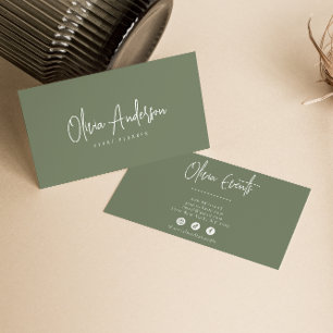Carte De Visite Crème verte neutre minimaliste Boho chic moderne