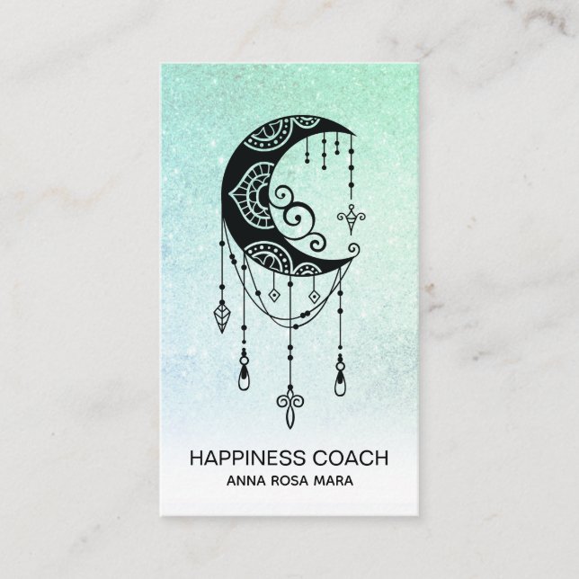 Carte De Visite *~* Crescent Moon Talisman Shaman Parties scintill (Devant)