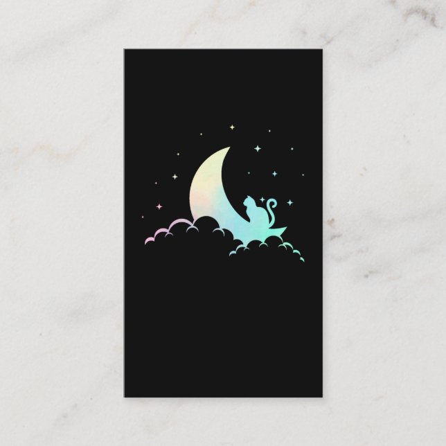 Carte De Visite Crescent Moon Wicca Mysque Chat Pastel Goth (Devant)