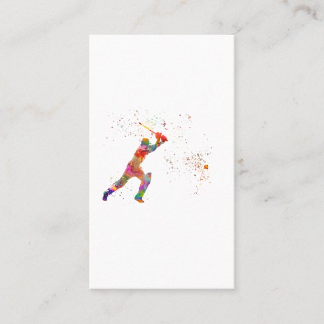 Carte De Visite Cricket player in watercolor (Devant)