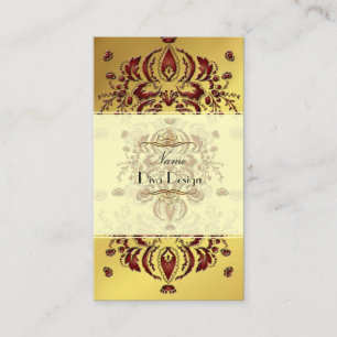Carte de visite Crimson Floral Damask sur or