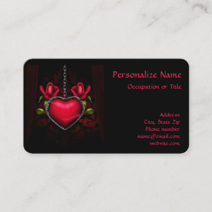 Carte De Visite Crimson gothique Coeur rouge Romantique Roses