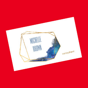 Carte De Visite Cristal or bleu abstrait consultant élégant busi