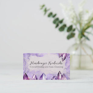 Carte De Visite Cristaux d'Améthyste Violet Aquarelle