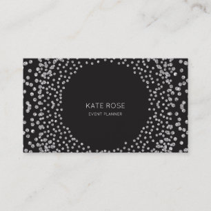 Carte De Visite Cristaux Swarovski Noir Confetti Diamant Argent