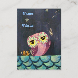 Carte De Visite Crochet d'art de hibou une étoile filante