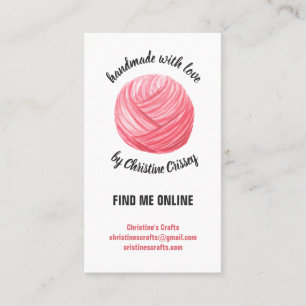 Carte De Visite Crochet d'artisanat rose  Fils de Tricot faits mai