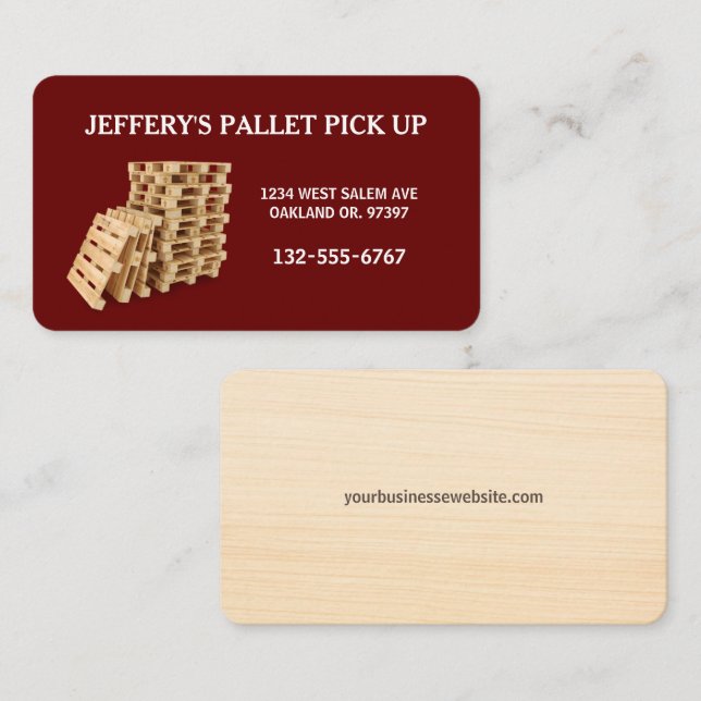 Carte De Visite Crochet de palette en bois professionnel rouge (Devant / Derrière)