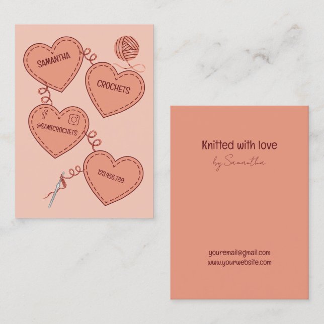Carte De Visite Crochet Tricot professionnel fait main (Devant / Derrière)