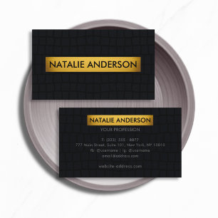 Carte De Visite Crocodile Luxe Noir & Or Personnalisé