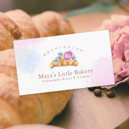 Carte De Visite Croissant Floral Élégant Aquarelle Boulangerie