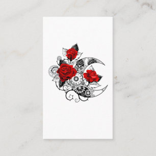 Carte De Visite Croissant mécanique avec roses rouges