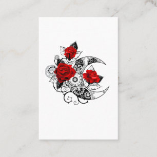 Carte De Visite Croissant mécanique avec roses rouges