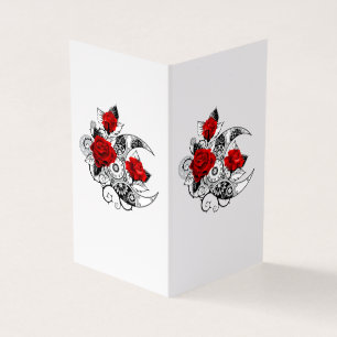 Carte De Visite Croissant mécanique avec roses rouges