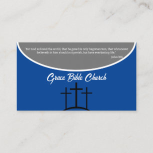 Carte De Visite Croix Bleue et Grey Pasteur ou Eglise diacre