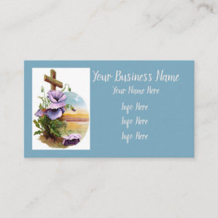 Carte De Visite Croix De Bois Aux Fleurs Violettes