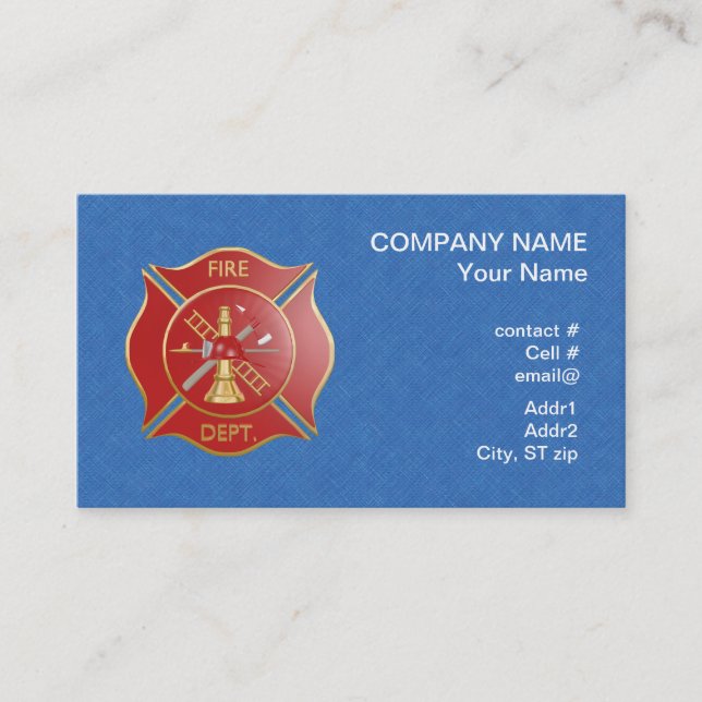 Carte De Visite Croix de lutte contre l'incendie maltaise rouge (Devant)
