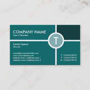 Carte De Visite Croix du cercle monogramme - Nuances Turquoises