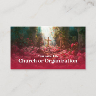 Carte De Visite Croix Sainte Religieuse En Tapis Rose De Forêt