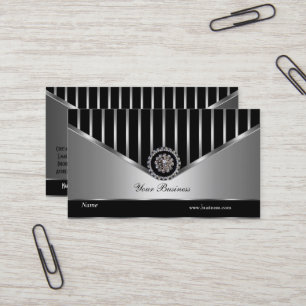Carte De Visite Crome Argent Noir Bande Élégante Classé