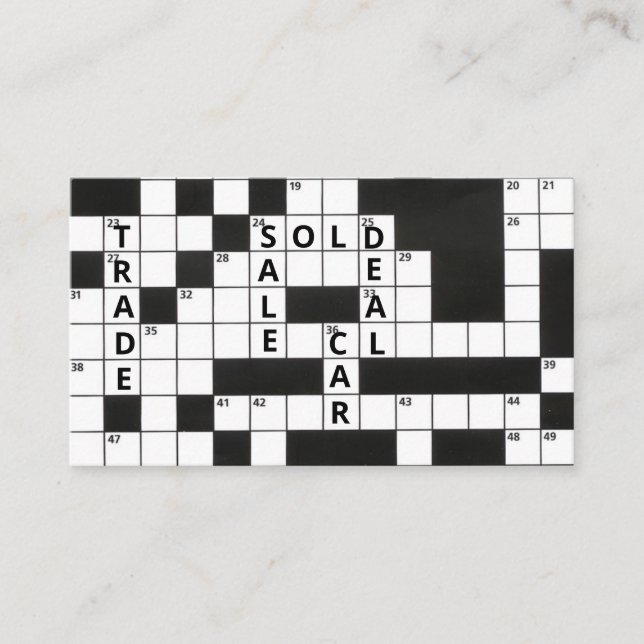 Carte De Visite Crossword Puzzle Car Dealer Business (Devant)