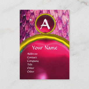 Carte De Visite CROTALUS MONOGRAM TOPAZ, violet rose vif