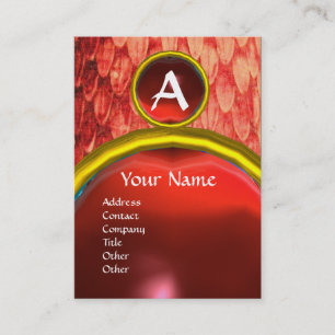 Carte De Visite CROTALUS MONOGRAMME TOPAZ, rouge vif rose