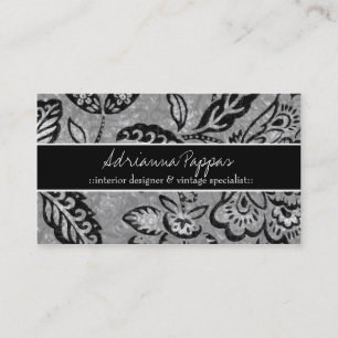 CARTE DE VISITE CRU 311 FLORAL NOIR GRIS