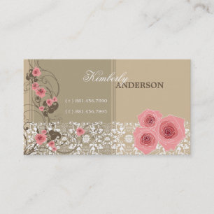Carte De Visite Cru chic élégant de Fleur de roses de dentelle