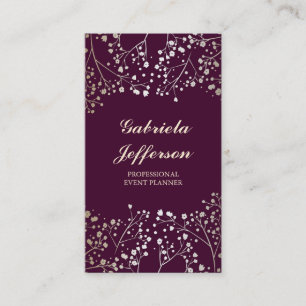 Carte De Visite Cru de prune du souffle du bébé d'or élégant