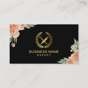 Carte De Visite Cru de restauration de boulangerie de chef floral