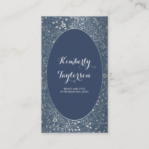 Carte De Visite Cru élégant d'argent et de marine pourtant moder