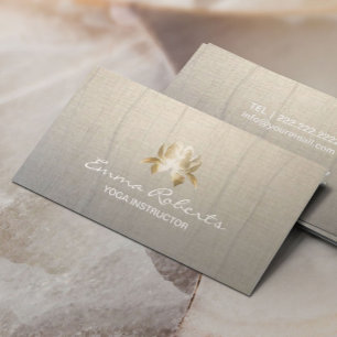 Carte De Visite Cru élégant de Lotus d'or d'instructeur de yoga