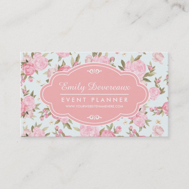 Carte De Visite Cru floral Girly élégant personnalisé (Devant)