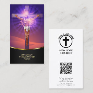 Carte De Visite Crucifixion Église chrétienne Pastor or Accent
