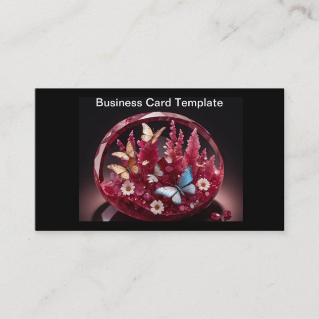 Carte De Visite Crystal ruby basket of butterflies business card (Devant)