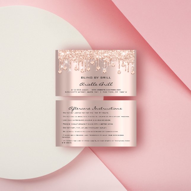 Carte De Visite Crystals Drivers Rose Spark Bling Aftercare (Crystals Drips Rose Spark Bling Aftercare Business Card)