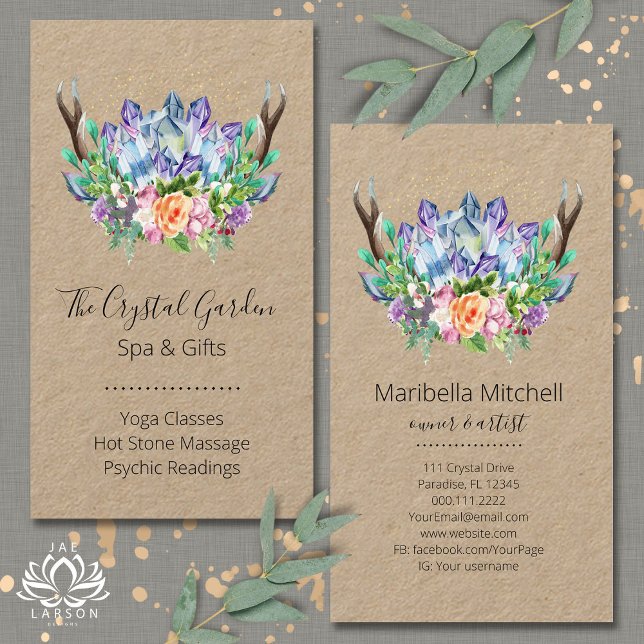 Carte De Visite Crystals Yoga Energy Healer Psychic Reiki Spa (Créateur téléchargé)