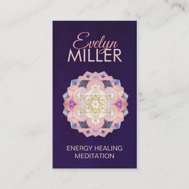 Carte De Visite Cube de Metatron en Gemstone lotus Géométrie sacré (Devant)