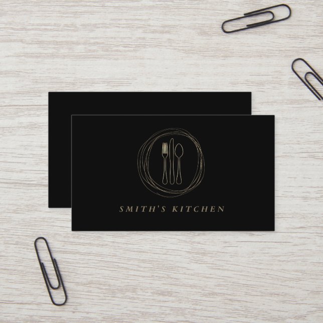 Carte De Visite Cuillère à fourche Couteau Logo Cuisine pour boula (Devant/Arrière en situation)