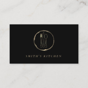 Carte De Visite Cuillère à fourche Couteau Logo Cuisine pour boula