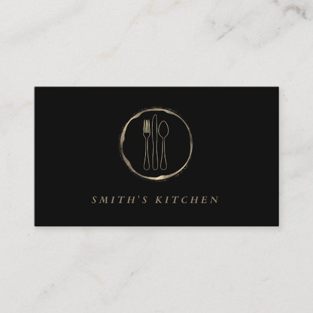 Carte De Visite Cuillère à fourche Couteau Logo Cuisine pour boula (Devant)