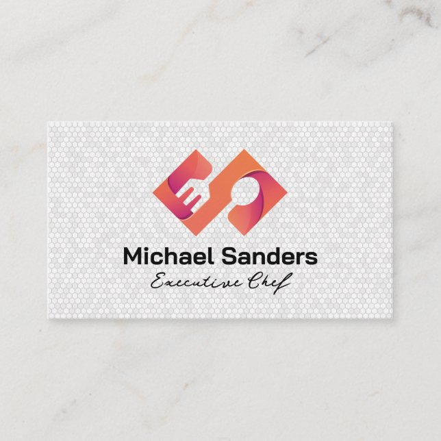 Carte De Visite Cuillère à fourche | Logo du restaurant | Chef (Devant)