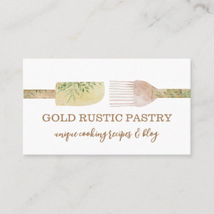 Carte De Visite Cuillère feuille d'eucalyptus en pâtisserie jaune 