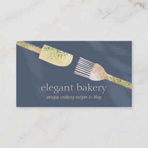 Carte De Visite Cuillère Spatule Pâtisserie Navy Chic Chef Cuire