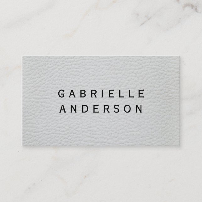 Carte De Visite Cuir blanc élégant professionnel avec texte gras (Devant)