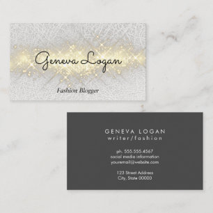Carte De Visite Cuir blanc   Golden Sparkle